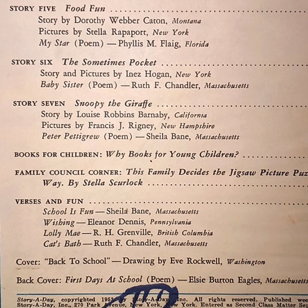 VINTAGE "1953" STORY A DAY CHILDREN'S MAGAZINE PAPER BACK SEPTEMBER 24, 1953 - Picture 8 of 17